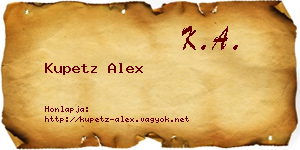 Kupetz Alex névjegykártya